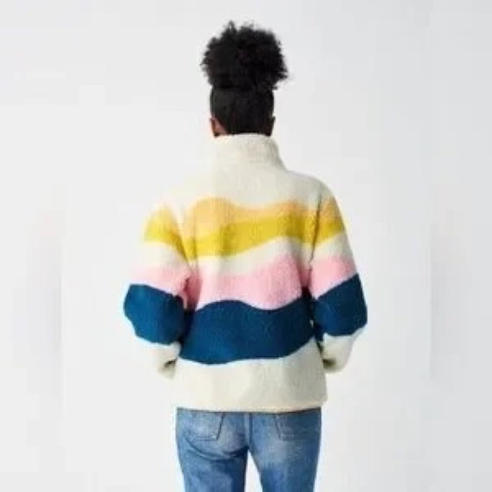 Faherty Women's Multicolor Sun and Wave Faux Sherpa Full Zip Size Xsmall 2980 - Picture 14 of 16